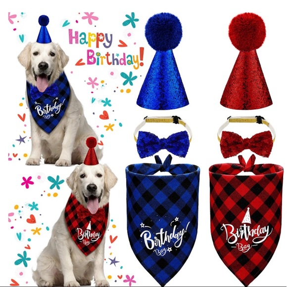 COPY - 6 Pieces Dog Birthday Party Supplies Include 2 Pieces Dog Birthday Banda… - Picture 1 of 7
